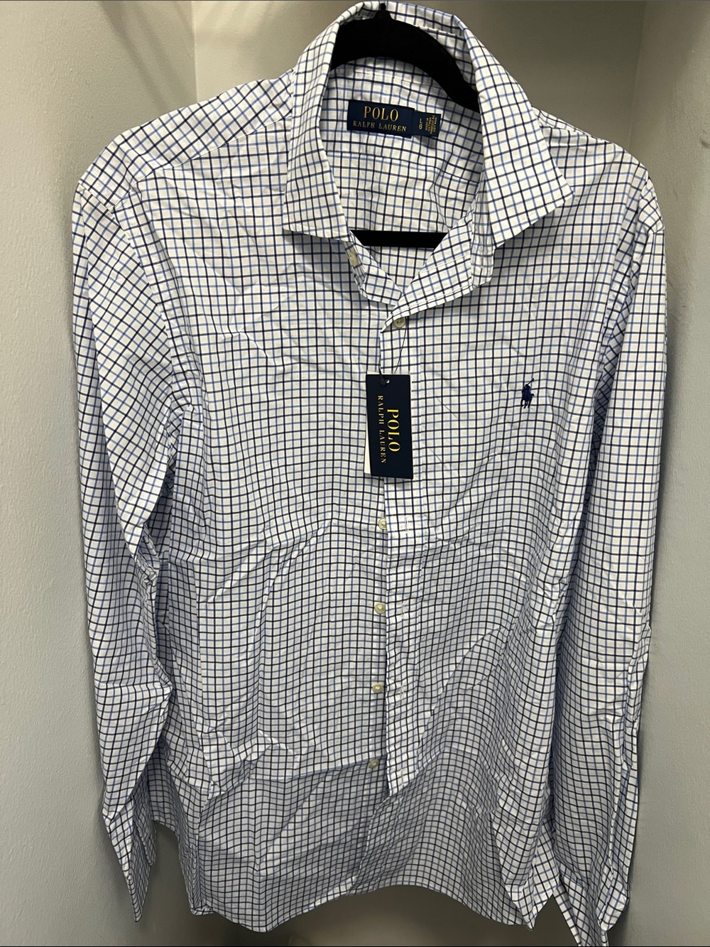 Polo by Ralph Lauren White & Navy Grid Dress Shirt